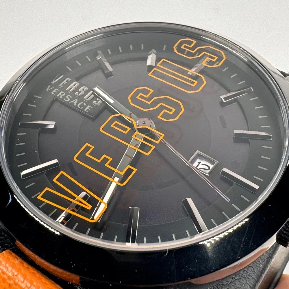 Versus Versace Mens Watch Black Orange Logo Canvas Strap VSPHN0220 Luxury Sport